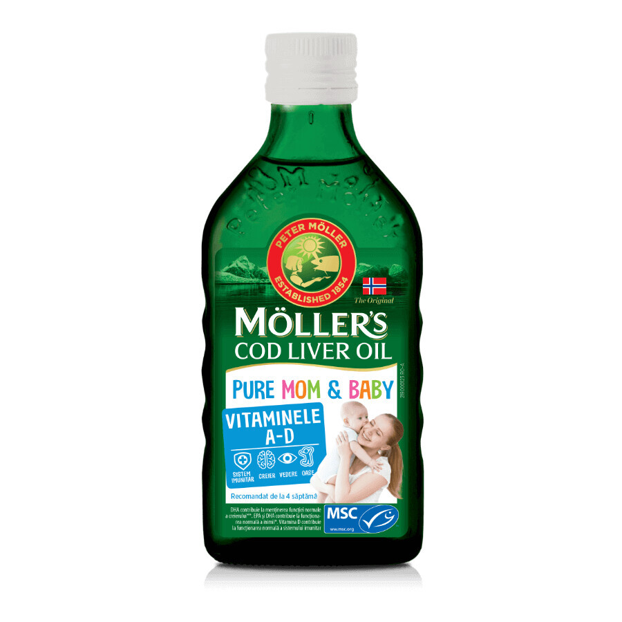 Aceite de hígado de bacalao Pure Mom &amp; Baby, 250 ml, Möller's