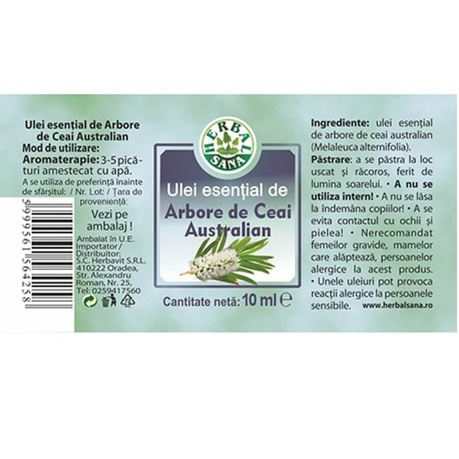 Aceite esencial de árbol de té australiano, 10 ml, Herbavit