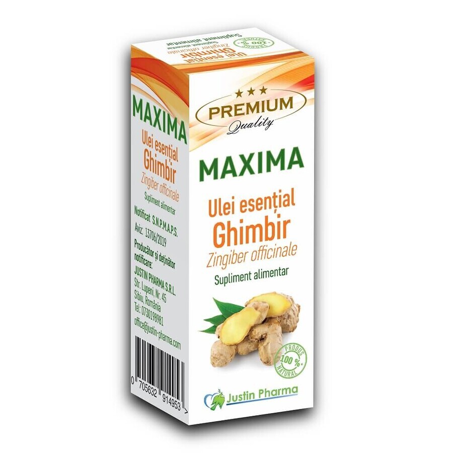 Aceite esencial de jengibre Maxima, 10 ml, Justin Pharma