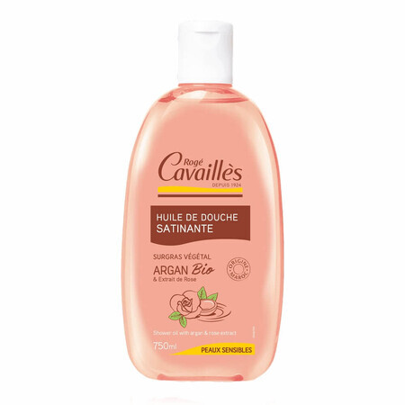 Aceite de baño y ducha satinado con aceite de argán y rosa, 750 ml, Roge Cavailles