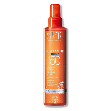 SVR Sun Secure - Huile Seche SPF50 Olio Secco Viso Corpo Capelli Satinato, 200ml