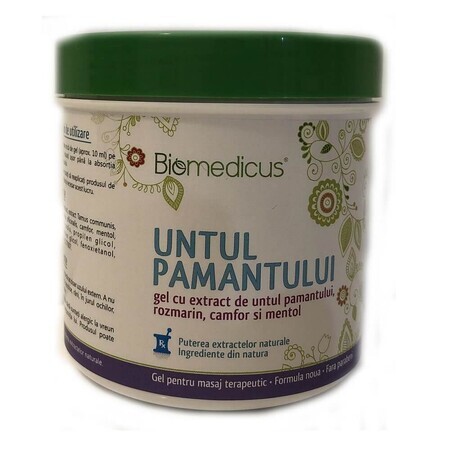 Untul Pamantului gel cu extract de rozmarin, camfor si mentol, 250 ml, Biomedicus