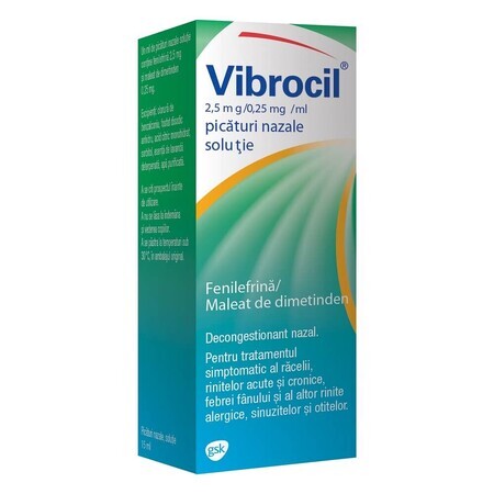 Vibrocil gotas nasales, 15 ml, Gsk