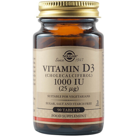 Vitamin D3 1000 IU 25 mcg, 90 Tabletten, Solgar