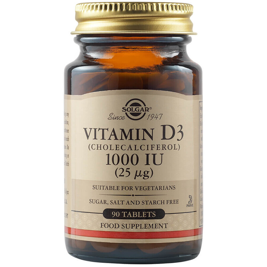 Vitamina D3 1000 UI 25 mcg, 90 comprimido, Solgar