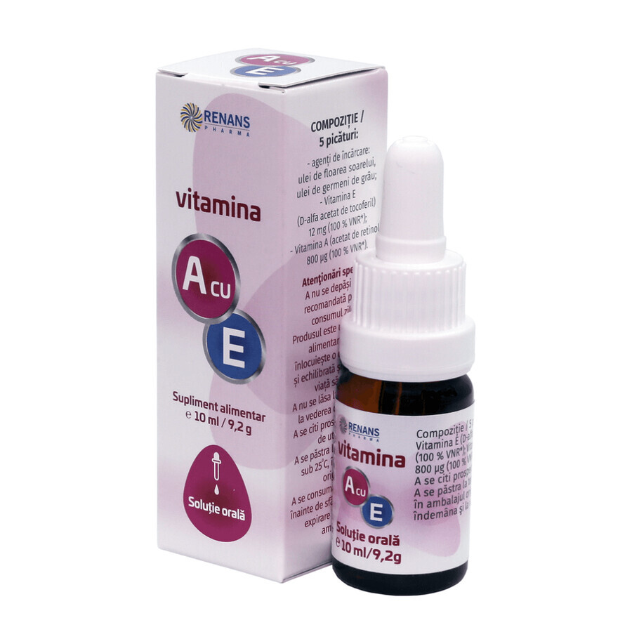 Vitamina A con E, solución oral, 10 ml, Renans