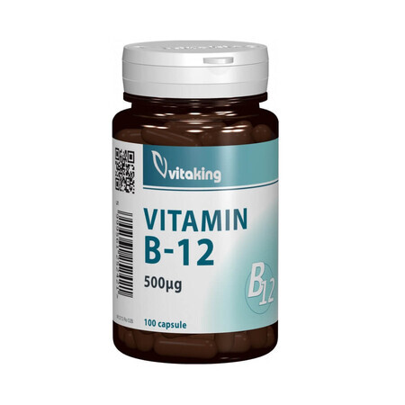 Vitamina B12 500 mcg, 100 cápsulas, VitaKing