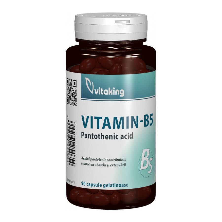 Vitamina B5 (ácido pantoténico) 200mg, 90 cápsulas de gel, Vitaking