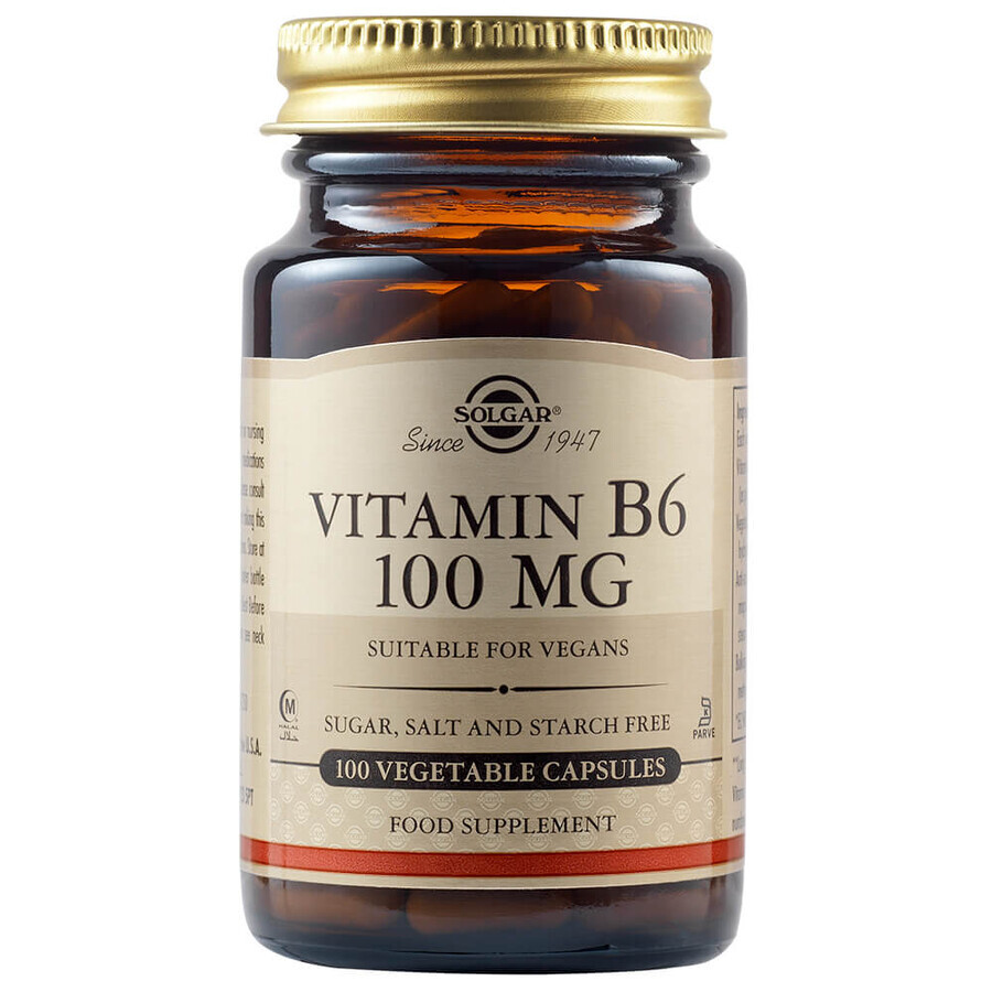 Vitamina B6 100 mg, 100 cápsulas, Solgar