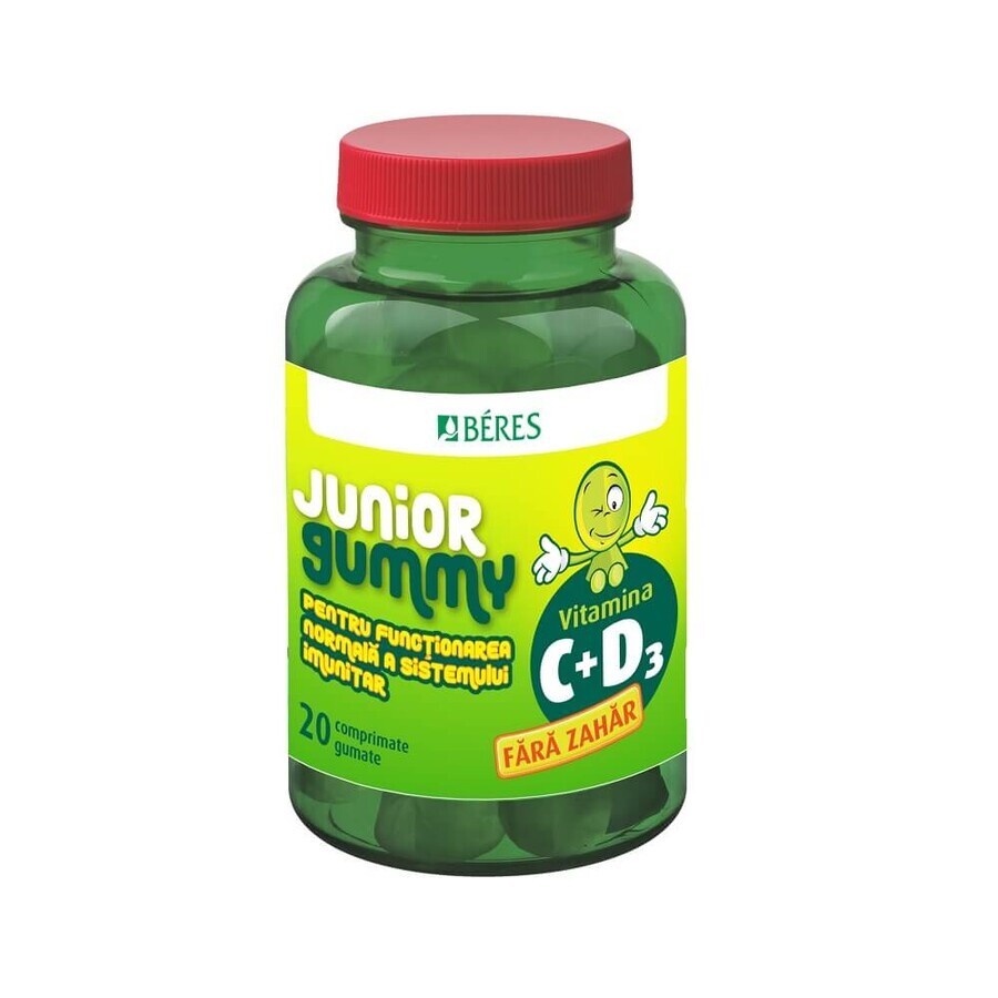 Vitamine C + D3 Junior Gummy, 20 comprimés gommeux, Beres Pharmaceuticals Co