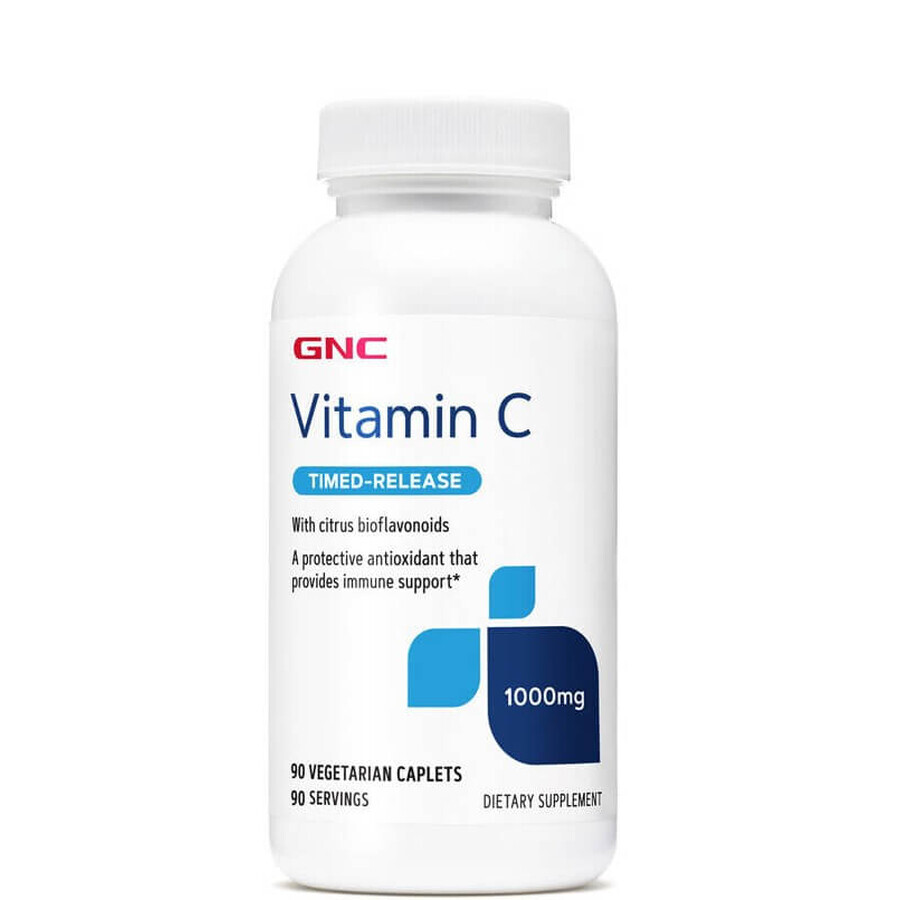 Vitamina C 1000 mg con bioflavonoides (139313), 90 comprimidos vegetales, GNC