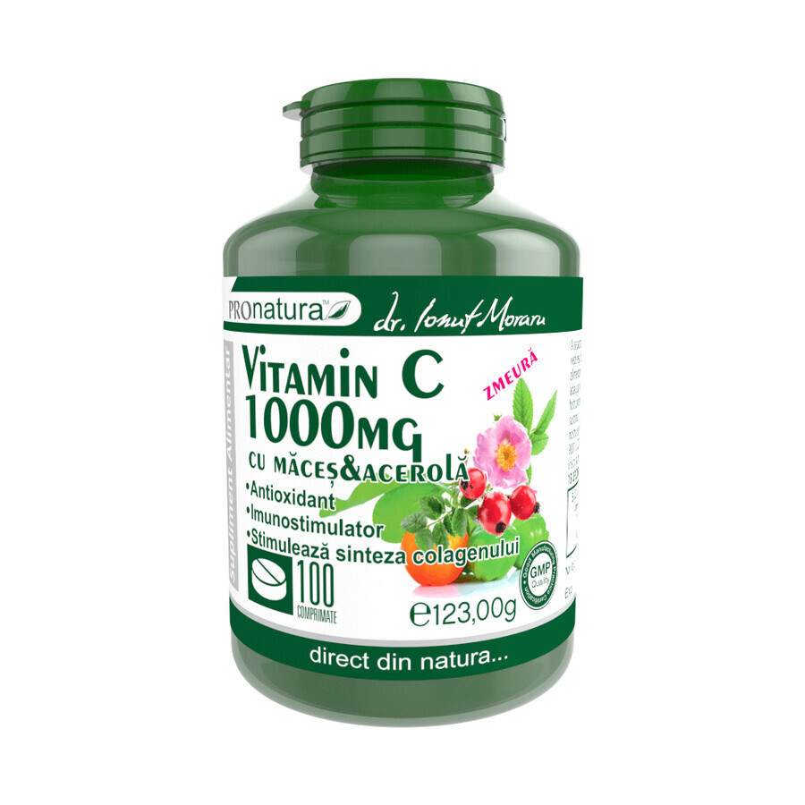 Vitamine C 1000 mg Grapefruit met foelie en acerola, 100 tabletten, Pro Natura