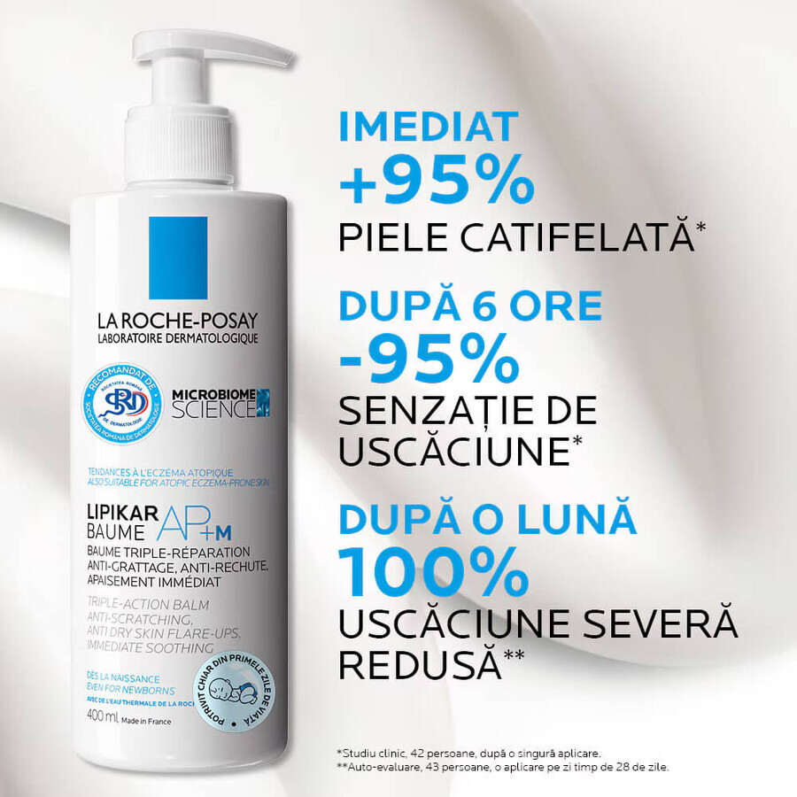 La Roche-Posay Lipikar Baume AP+M, bálsamo de triple acción contra la sequedad cutánea, 400 ml