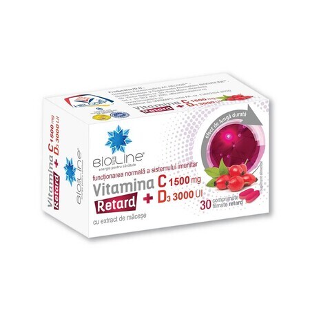 Vitamina C 1500 mg con D3 3000 UI retardada, 30 comprimidos recubiertos con película, Helcor