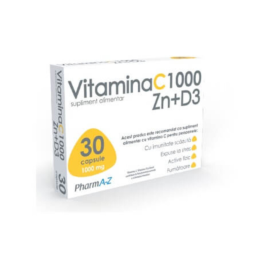 Vitamina C 1OOO Zn+D3, 30 capsule, PharmA-Z