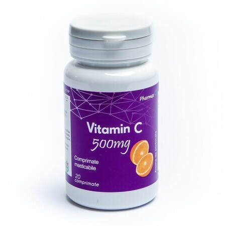 Vitamina C con sabor a naranja, 500 mg, 20 comprimidos, Pharmex