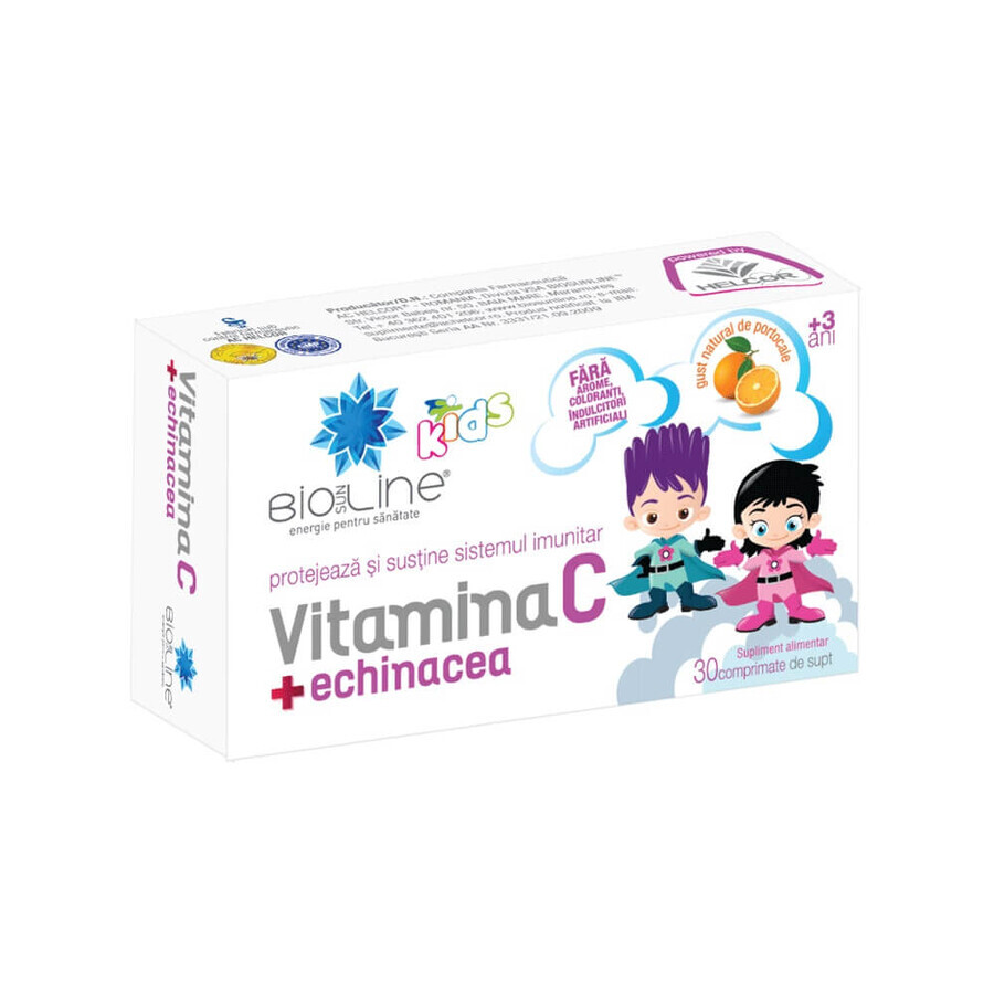 Vitamina C con equinácea para niños, 30 comprimidos, Helcor