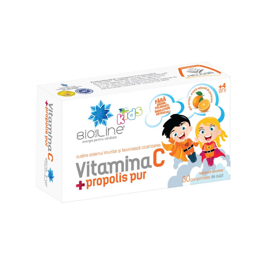 Vitamine C met propolis voor kinderen, 30 tabletten, Helcor