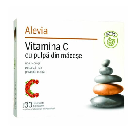 Vitamina C con pulpa de macese y stevia, 30 comprimidos, Alevia