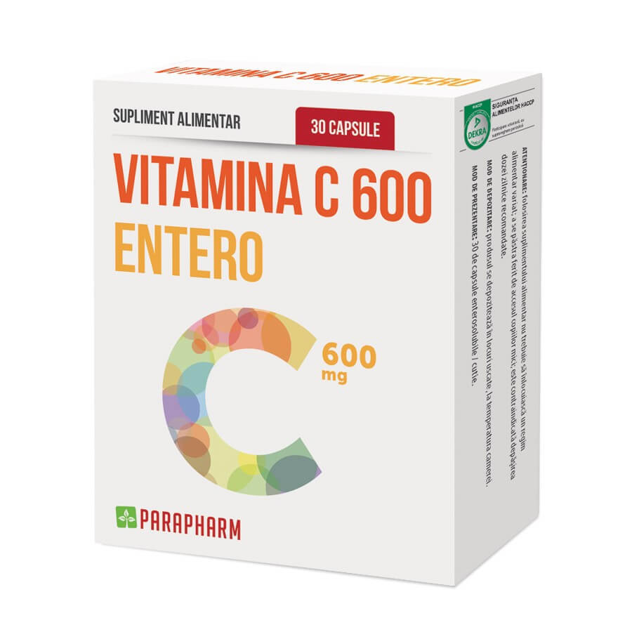 Vitamina C Entero 600mg, 30 cápsulas, Parapharm