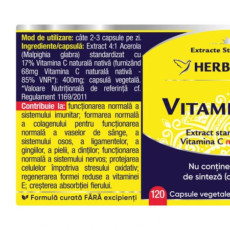 Vitamina C Forte 400 mg, 120 capsule, Herbagetica