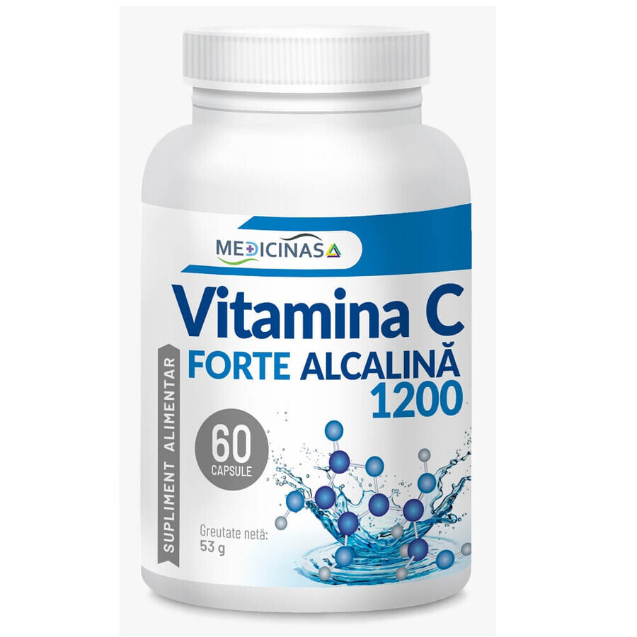 Vitamina C Forte alcalina 1200 Medicinas, 60 cápsulas vegetales, Laboratorios Medica