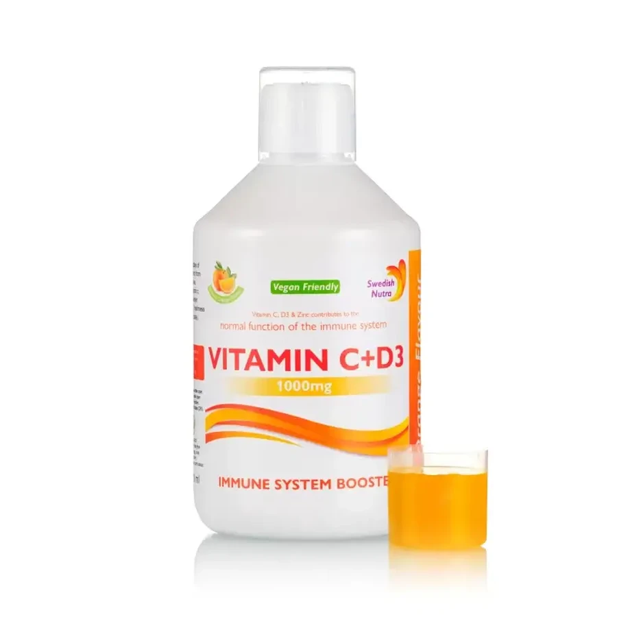 Vitamina C Líquida 1000 Mg + Vitamina D3 + Zinc, 500ml, Swedish Nutra