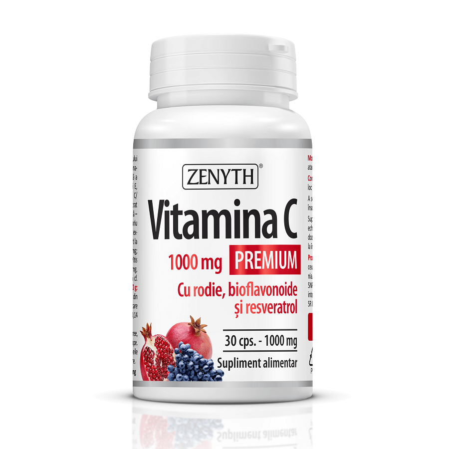 Vitamina C Premium con granada, bioflavonoides y resveratrol 1000 mg, 30 cápsulas, Zenyth