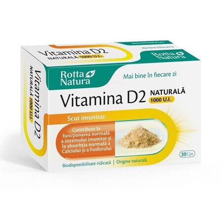 Natuurlijke vitamine D2 1000 IE, 30 capsules, Rotta Natura