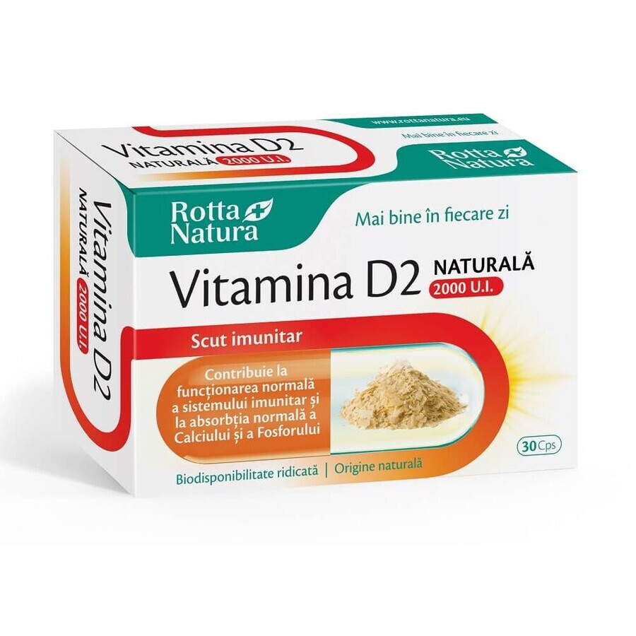 Vitamina Natural D2 2000 IU, 30 cápsulas, Rotta Natura