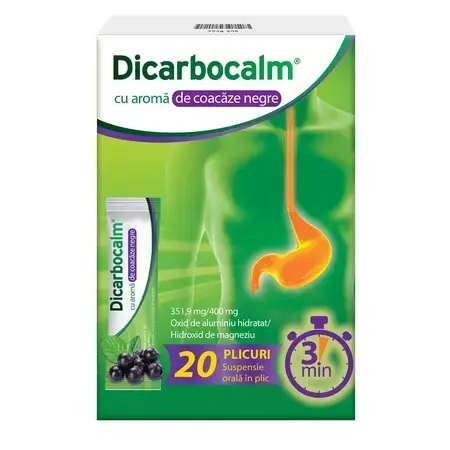 Dicarbocalm con sabor a grosella negra, 351,9 mg/400 mg suspensión oral, 20 sobres, Sanofi