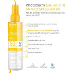 Agua con protector solar SPF 50 para pieles sensibles Photoderm Anti-Ox, 200 ml, Bioderma