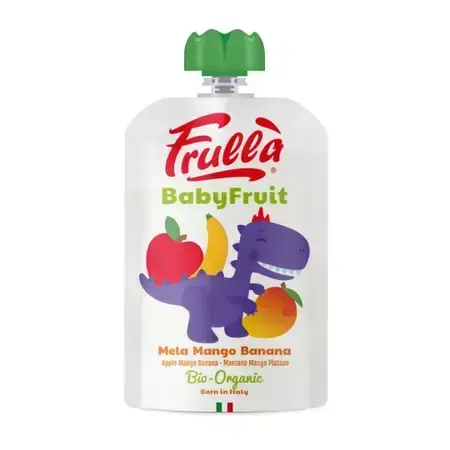 Purea biologica per bambini di mela, mango, banane, 100 g, Frulla