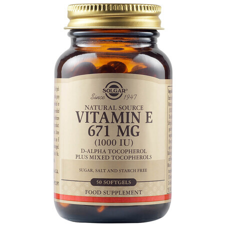 Vitamina E 671 mg 1000 UI, 50 cápsulas, Solgar