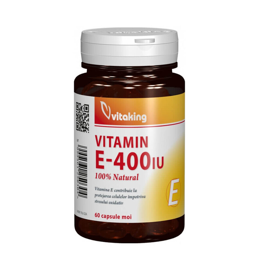 Vitamina E natural 400 UI, 60 cápsulas, VitaKing