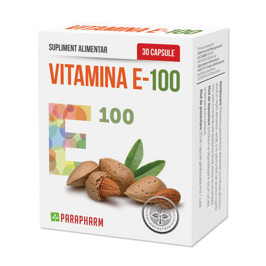 Vitamina E-100, 30 cápsulas, Parapharm