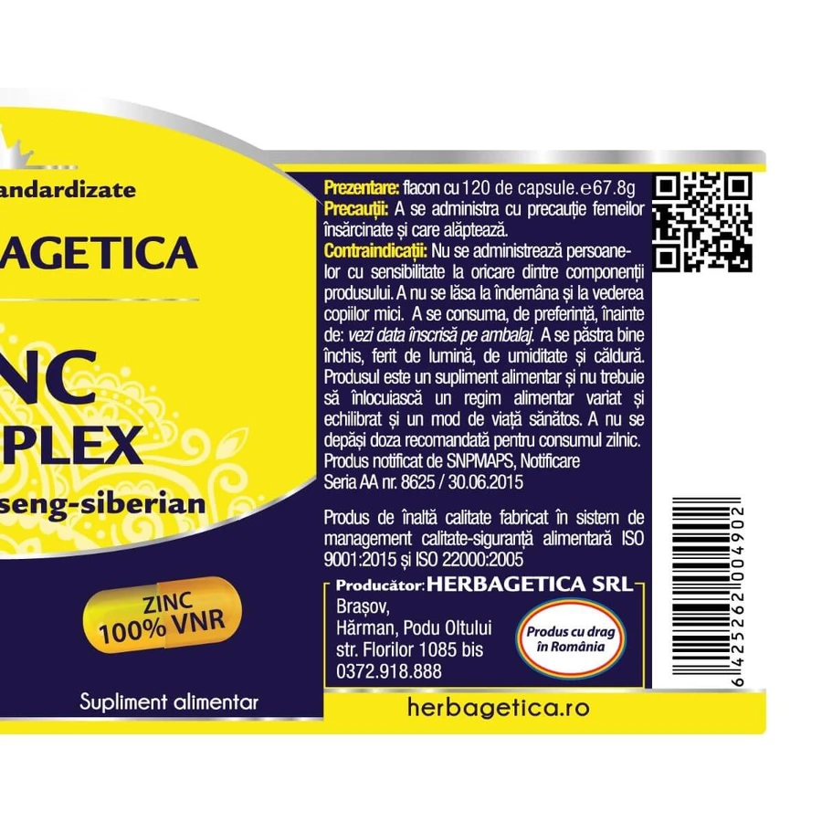 Zinc Complex, 120 capsule, Herbagetica