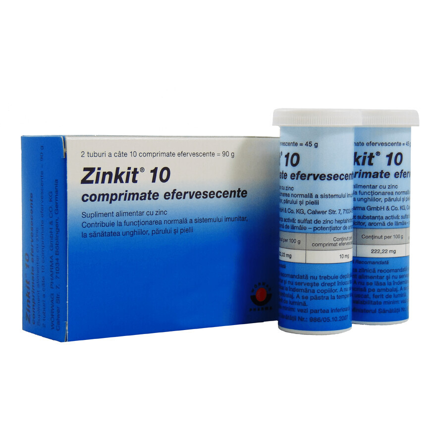 Zinkit 10, 20 comprimés effervescents, Worwag Pharma