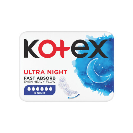 Compresa absorbente Ultra Night, 6 unidades, Kotex