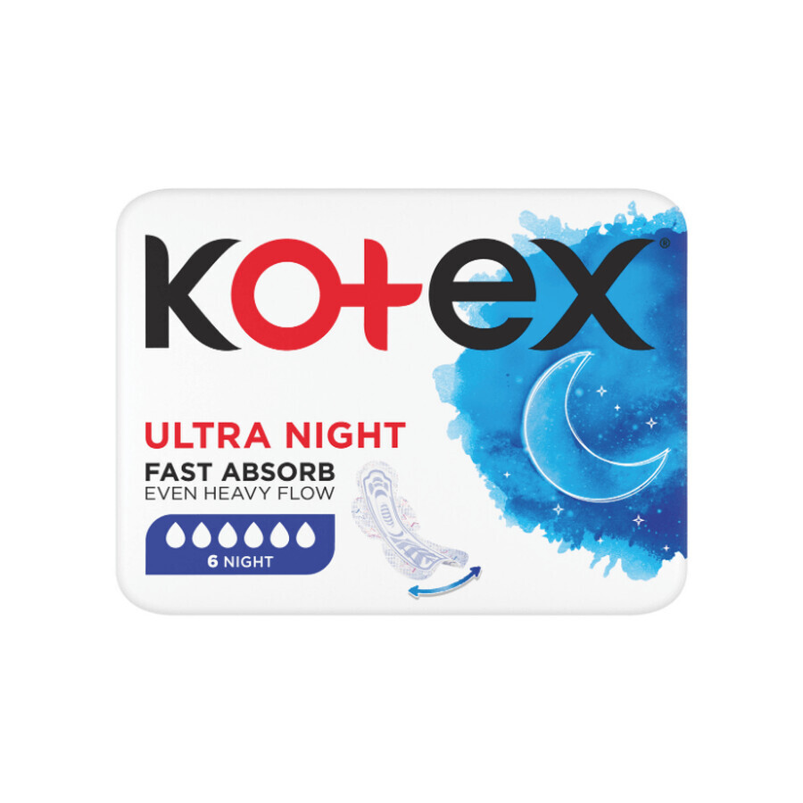 Ultra Night absorberend maandverband, 6 stuks, Kotex