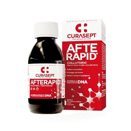 Curasept Afte Rapid Collutorio Afte Ricorrenti Formula Innovativa DNA, 125ml