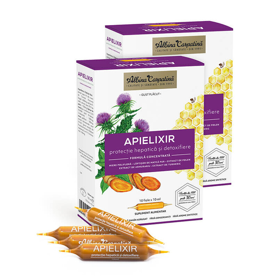 APIELIXIR protección hepática Abeja de los Cárpatos, 20 + 10 viales x 10 ml, Apicola