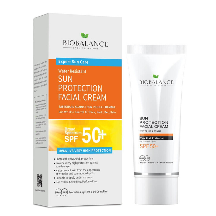 Crema facial con protección solar SPF50+, 75 ml, Bio Balance