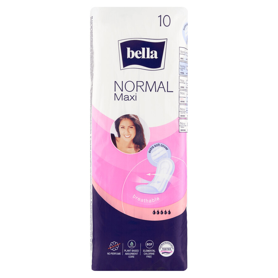 Bella Normal, Softiplait compresas, anatómicas, Maxi, 10 unid.