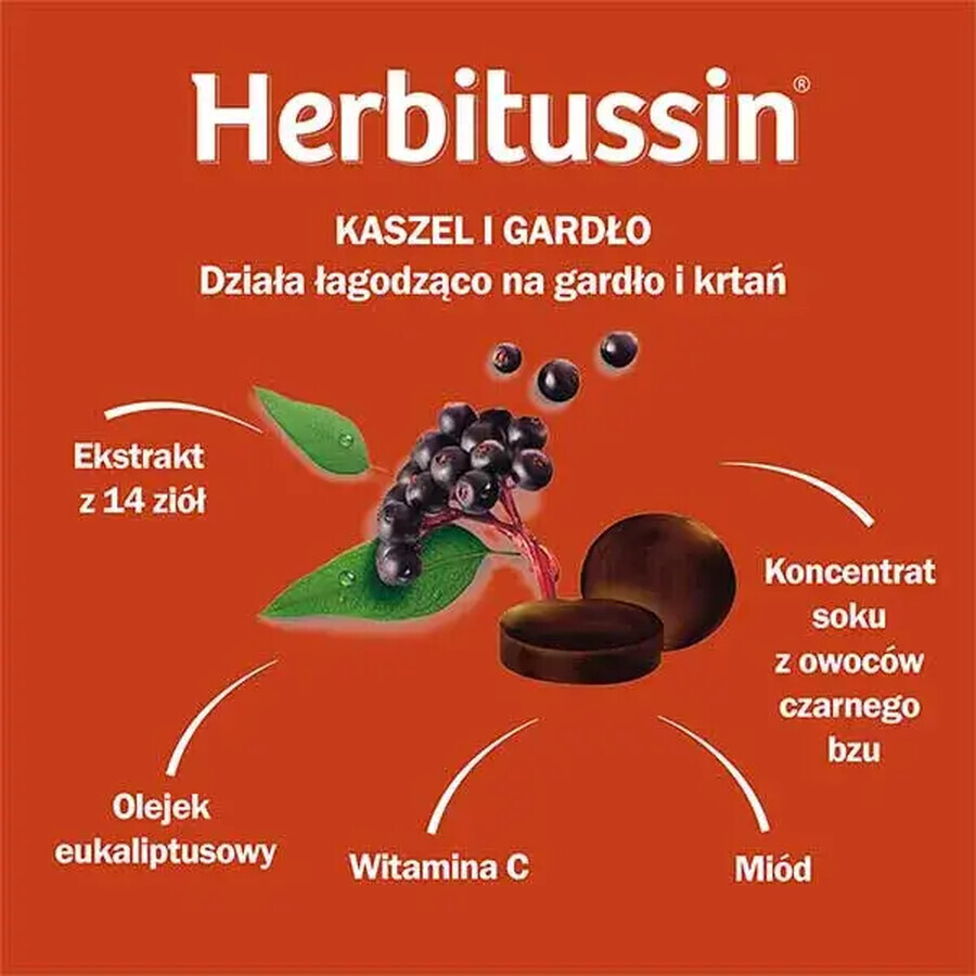 Herbitussin Tos y Garganta, saúco y eucalipto, 12 pastillas para chupar