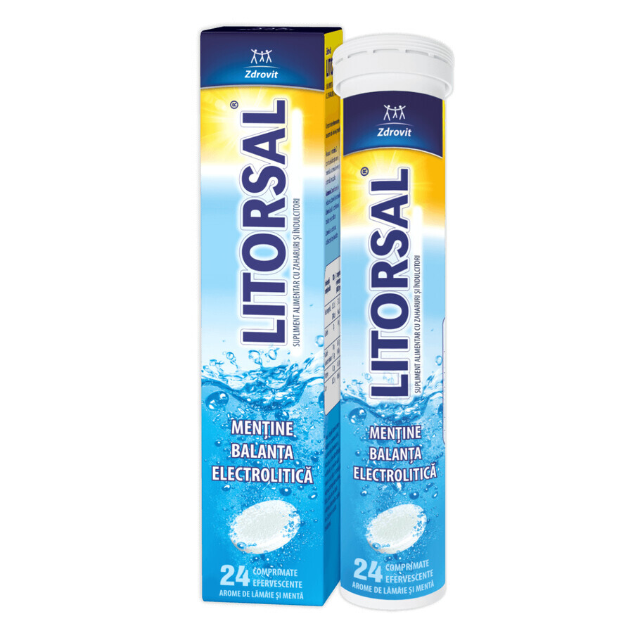 Zdrovit Litorsal, sabor limón-menta, 24 comprimidos efervescentes