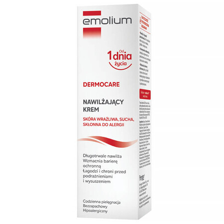 Emolium Dermocare, crema hidratante, piel sensible, seca y propensa a las alergias, a partir del día 1, 75 ml