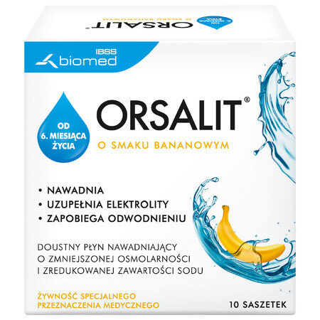 Orsalit, oral rehydration solution for children from 6 months, banana flavor, 10 sachets