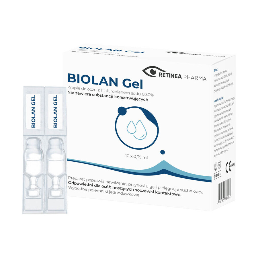 Biolan Gel 0.3%, eye drops, 0.35 ml x 10 minims