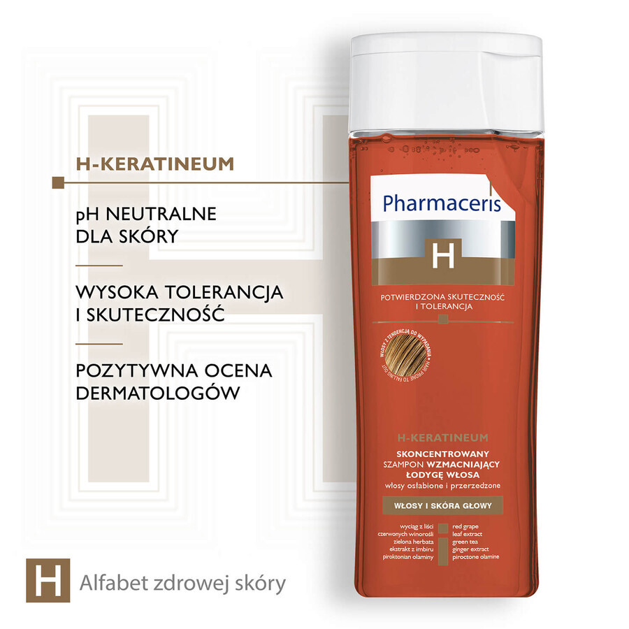 Pharmaceris H Keratineum, champú concentrado para fortalecer el tallo capilar, 250 ml